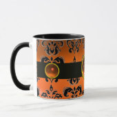 BLACK ORANGE DAMASK GEMSTONE MONOGRAMM TASSE (Links)