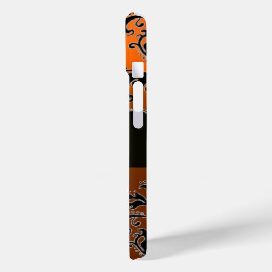 BLACK ORANGE DAMASK MONOGRAMM Gemstone Case-Mate iPhone Hülle (Rückseite / Links)