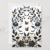 Black Orange Fall Floral Halloween Brautparty Einladung (Rückseite)