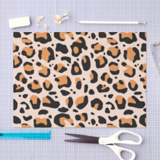 Black Orange Funky Leopard Print Decoupage Seidenpapier