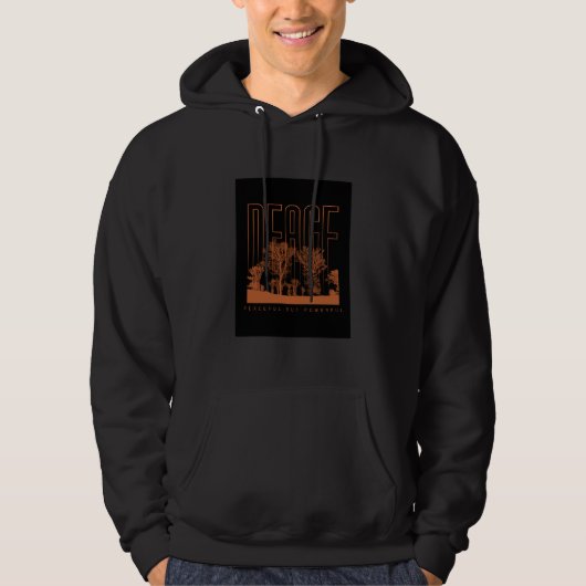 Black Orange Futuristic Peace Hoodie Sweatshirt (Vorderseite)