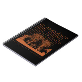 Black Orange Futuristic Peace Spiral Notebook Notizblock