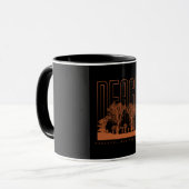 Black Orange Futuristic Peace Tasse (Vorderseite Links)
