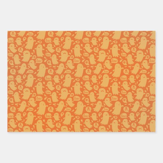 Black Orange Ghost Candy Mais Orange Halloween Geschenkpapier Set (Vorderseite)