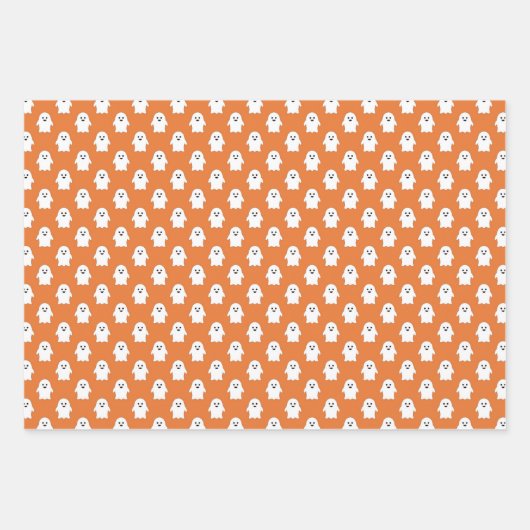 Black Orange Ghost Pumpkin Dots Halloween Geschenkpapier Set (Vorderseite 3)