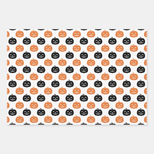 Black Orange Ghost Pumpkin Dots Halloween Geschenkpapier Set (Vorderseite)