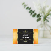 Black Orange Glitzer Golden Verziert Ornaments Log Visitenkarte (Stehend Vorderseite)