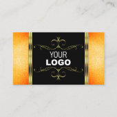Black Orange Glitzer Golden Verziert Ornaments Log Visitenkarte (Vorderseite)