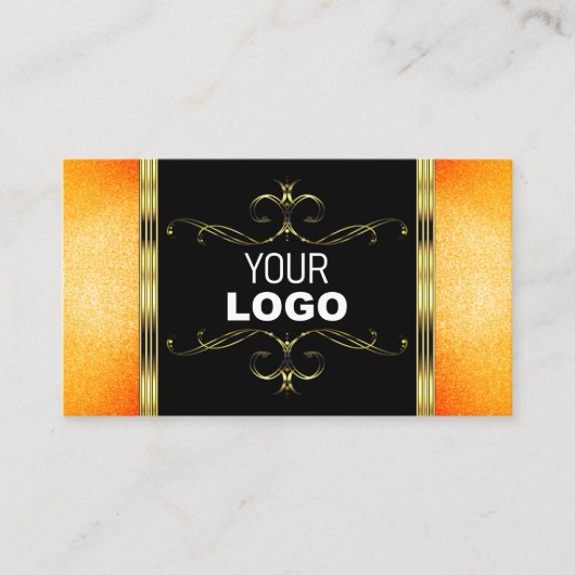 Black Orange Glitzer Golden Verziert Ornaments Log Visitenkarte (Vorderseite)
