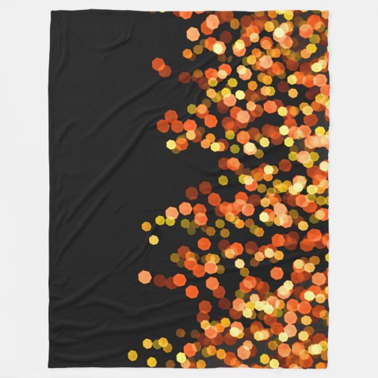 Black Orange Gold Bokeh Lights Fleecedecke (Vorderseite)