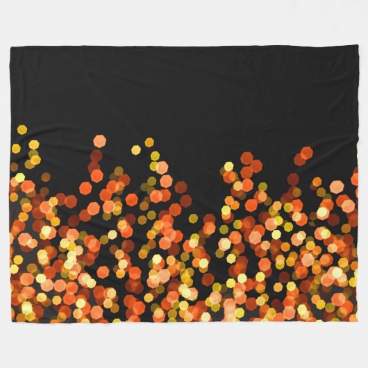 Black Orange Gold Bokeh Lights Fleecedecke (Vorderseite (Horizontal))