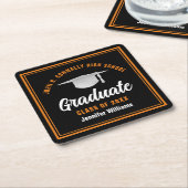 Black Orange Graduate Custom 2025 Graduation Party Rechteckiger Pappuntersetzer (angewinkelt)
