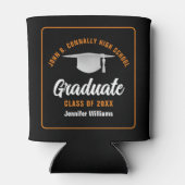 Black Orange Graduate Custom Graduate Party Dosenkühler (Rückseite)