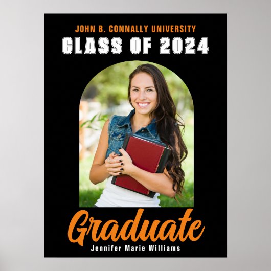 Black Orange Graduate Foto 2023 Graduation Party Poster (Vorne)
