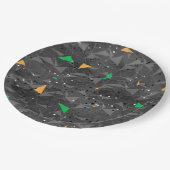 BLACK ORANGE GREEN HALLOWEEN GEOMETRISCHEN PATTER PAPPTELLER (Schrägansicht)