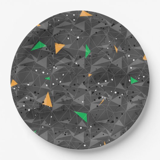 BLACK ORANGE GREEN HALLOWEEN GEOMETRISCHEN PATTER PAPPTELLER (Vorderseite)
