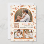 Black Orange Groovy Retro Wildblume Wedding Einladung (Rückseite)