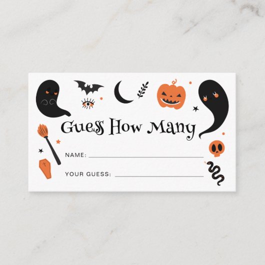 Black Orange Halloween Guess Wie viele Begleitkarte (Vorderseite)