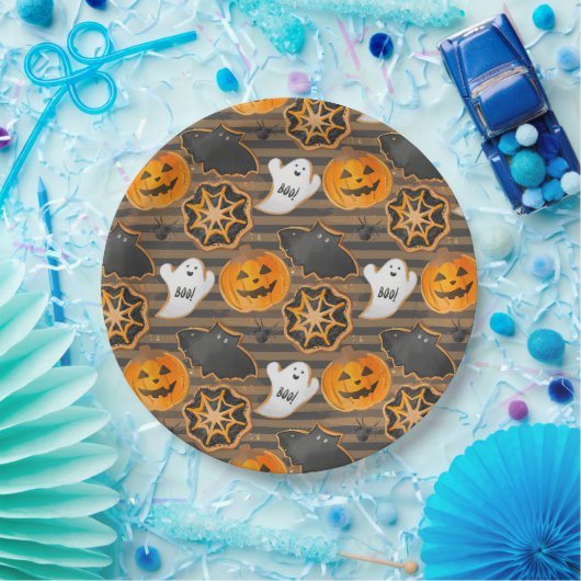 BLACK ORANGE HALLOWEEN PUMPKINS GHOSTS BATS PAPPTELLER (Party)