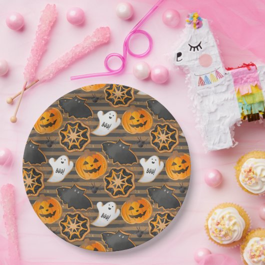 BLACK ORANGE HALLOWEEN PUMPKINS GHOSTS BATS PAPPTELLER (Party)