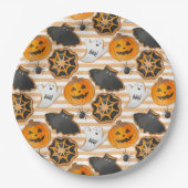BLACK ORANGE HALLOWEEN PUMPKINS GHOSTS BATS PAPPTELLER (Vorderseite)