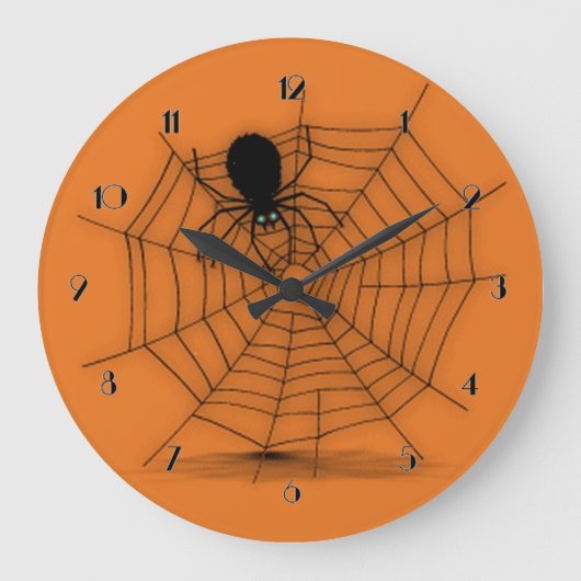 Black & Orange Halloween Spike Web Wall Uhr (Vorderseite)
