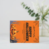 Black & Orange Happy Halloween Poster Postkarte (Stehend Vorderseite)