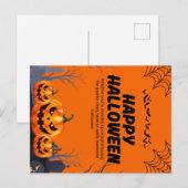 Black & Orange Happy Halloween Poster Postkarte (Vorne/Hinten)