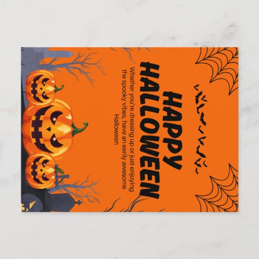 Black & Orange Happy Halloween Poster Postkarte (Vorderseite)