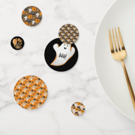 BLACK ORANGE HAPPY HALLOWEEN PUMPKINS BATS KONFETTI