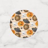 BLACK ORANGE HAPPY HALLOWEEN PUMPKINS BATS KONFETTI (Klein Vorderseite)