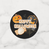 BLACK ORANGE HAPPY HALLOWEEN PUMPKINS BATS KONFETTI (Klein Vorderseite)