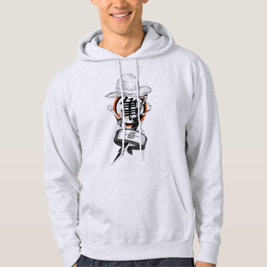 Black & Orange Kanji Character Graphic Hoodie (Vorderseite)