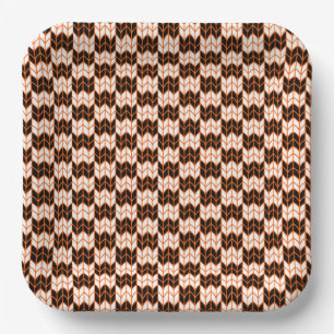 BLACK ORANGE KARO STRICK 9" Teller für Papiervorla