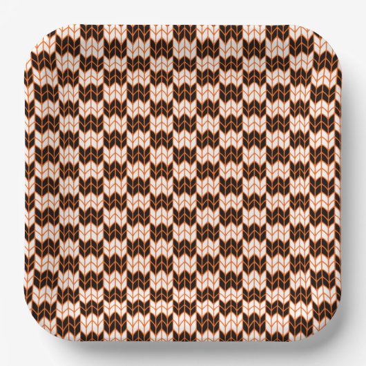 BLACK ORANGE KARO STRICK 9" Teller für Papiervorla (Vorderseite)