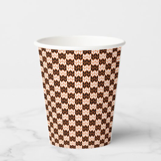 BLACK ORANGE KARO STRICK Paper Cups Pappbecher (Vorderseite)