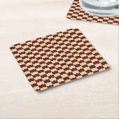 BLACK ORANGE KARO STRICK Square Paper Untersetzer (angewinkelt)