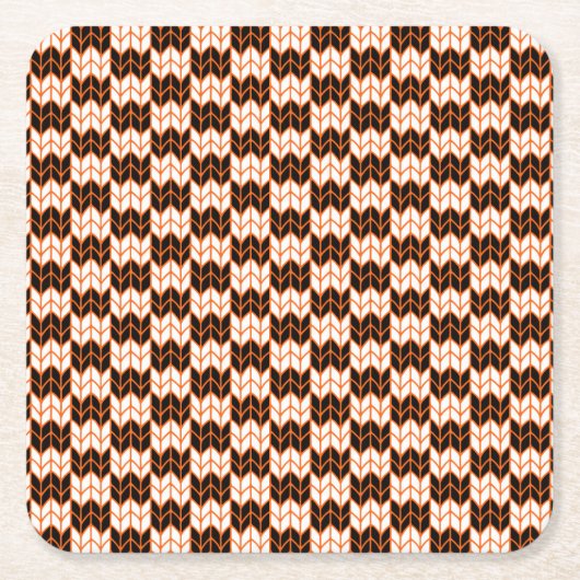 BLACK ORANGE KARO STRICK Square Paper Untersetzer (Vorderseite)