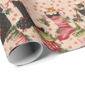 Black & Orange Kitten zu Weihnachten Strümpfe Geschenkpapier (Rolleneckpunkt)