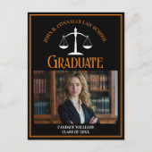 Black Orange Law School Abschluss Foto Ankündigungspostkarte (Vorderseite)
