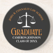 Black Orange Law School Custom Graduate Getränkeuntersetzer (Vorne)