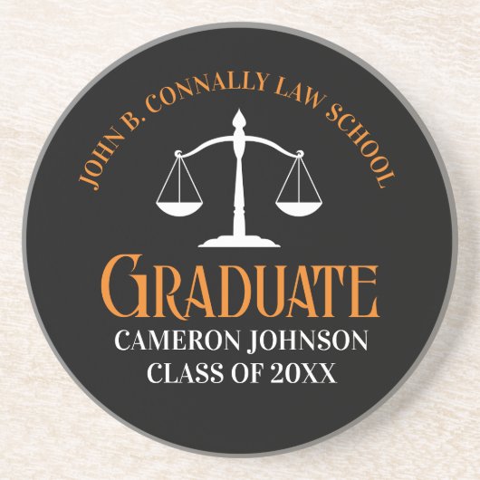 Black Orange Law School Custom Graduate Getränkeuntersetzer (Vorne)