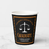 Black Orange Law School Custom Graduation Party Pappbecher (Rückseite)