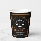 Black Orange Law School Custom Graduation Party Pappbecher (Vorderseite)