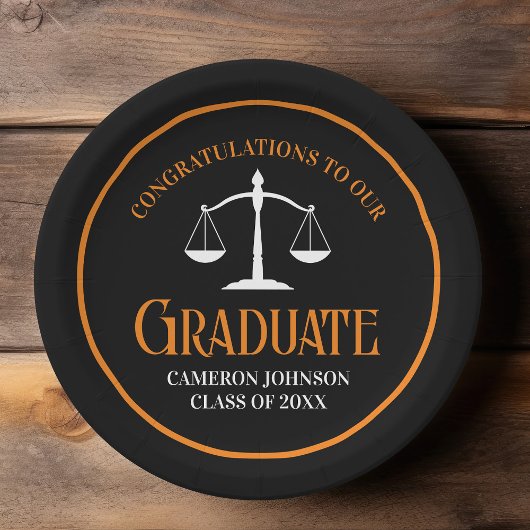 Black Orange Law School Custom Graduation Party Pappteller