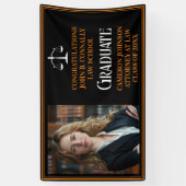 Black Orange Law School Foto Graduation Party Banner (Vertikal)