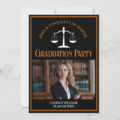 Black Orange Law School Foto Graduation Party Einladung (Vorderseite)