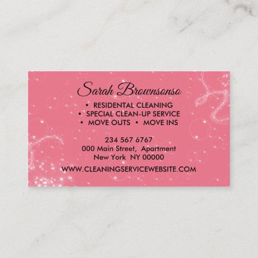 Black Orange Luxury Cleaning Maid Janitorial Visitenkarte (Rückseite)