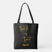 Black Orange Name Trick oder Treat Halloween Tasch Tasche (Rückseite)