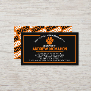 Black & Orange Pawprint Mini Abschluss lädt ein Visitenkarte